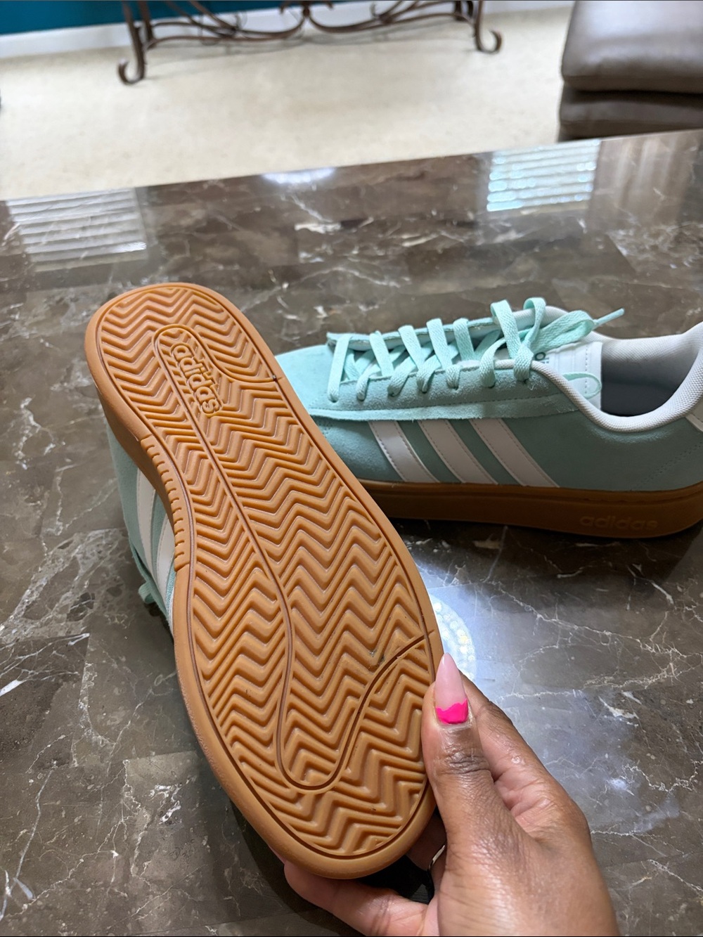 adidas Kids Mint-Tone Sneakers with Gum Sole - Picture 6 of 6